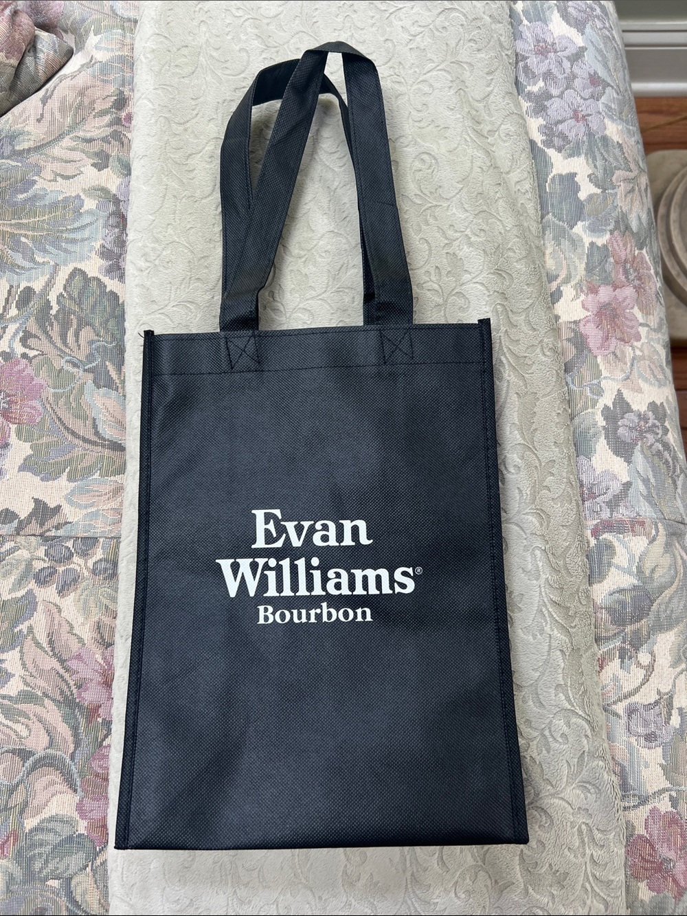Evan Williams Bourbon Black Tote Bag - Details on both sides
